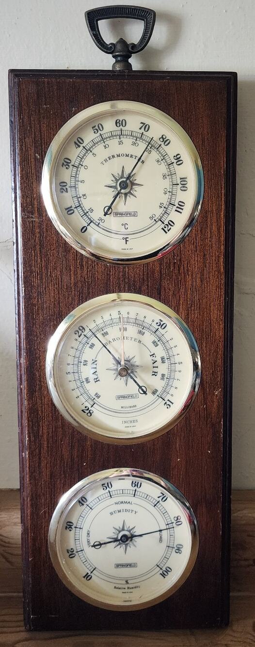 1960's 1970's SPRINGFIELD Weather Station Barometer Humidity Thermometer Plaque